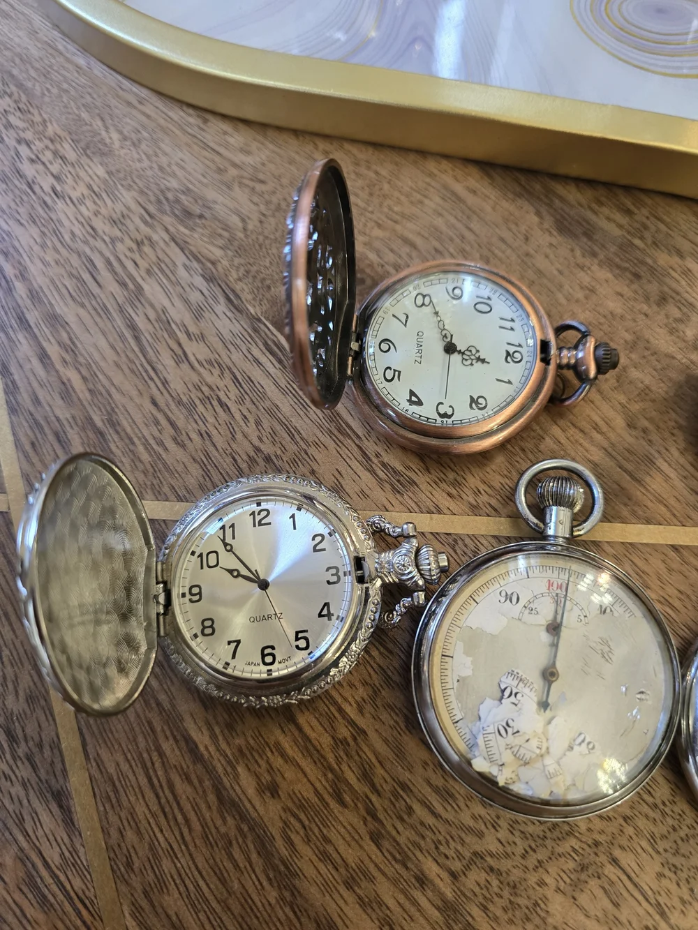 Classic Mixed-Metal Pocket Watch Collection - Silver, Gold, Not Working